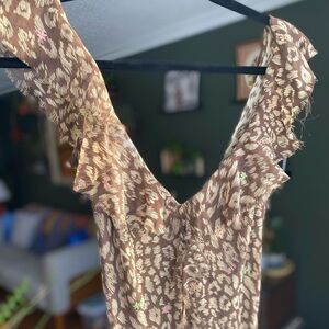 Nougat London 100% Silk Maxi Dress with embroidery- Y2K Ruffle Hem